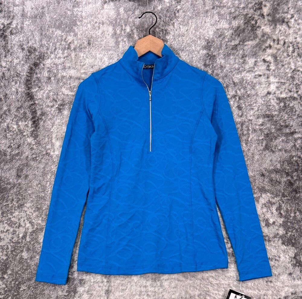 New Sno Skins Top XS Womens Blue Ski Half Zip Long Sleeve